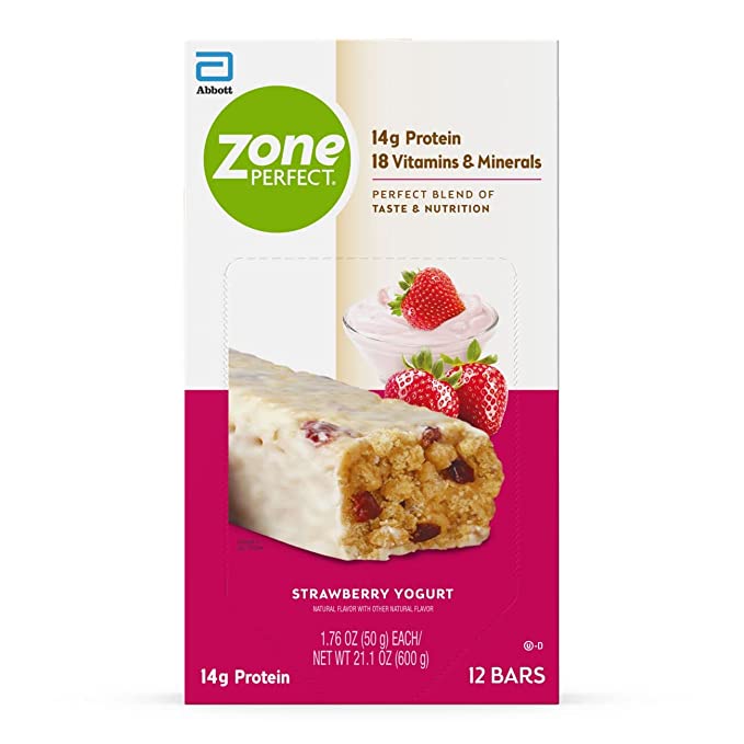 ZonePerfect Protein Bars, 18 vitamins & minerals, 14g protein, Nutritious Snack Bar, Strawberry Yogurt, 36 Count