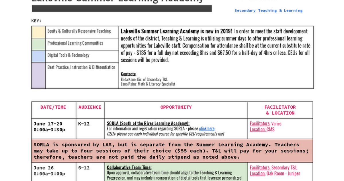 Register: Secondary Summer Learning 