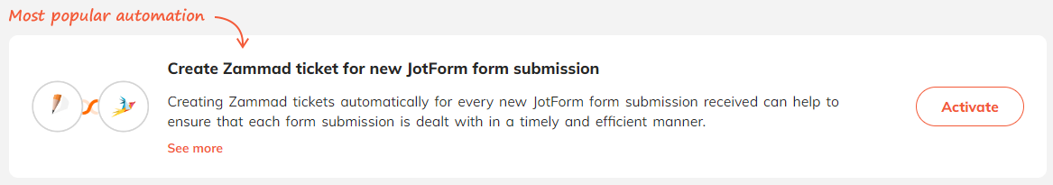 popular automations for JotForm + Zammad  integration
