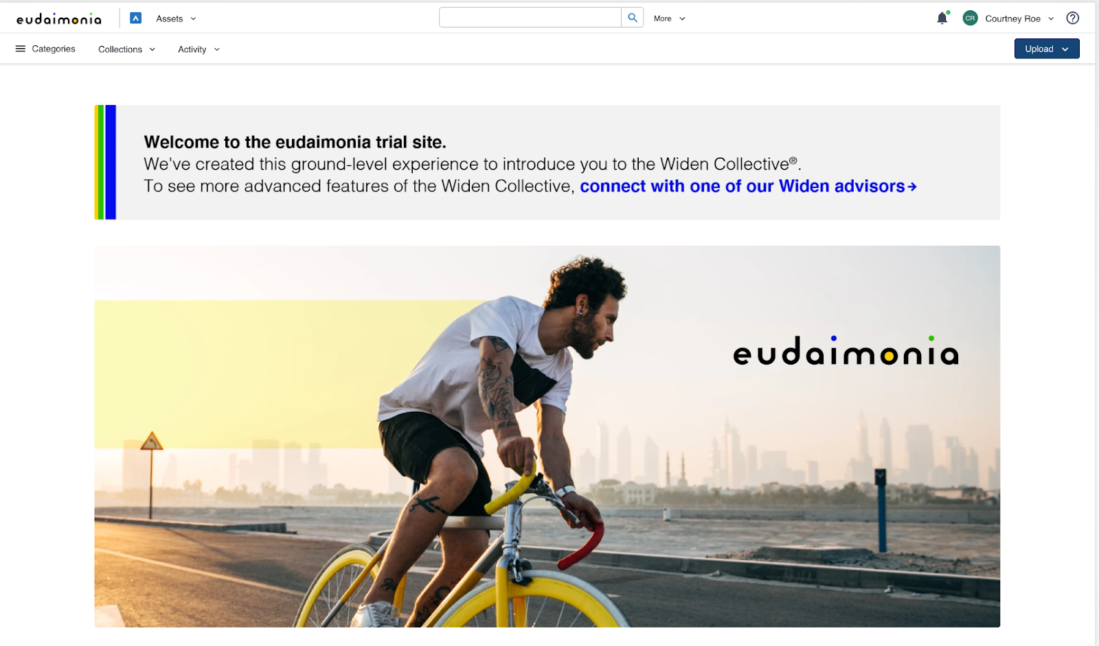 Screenshot of the eudaimonia trial experience hero image on the dashboard.