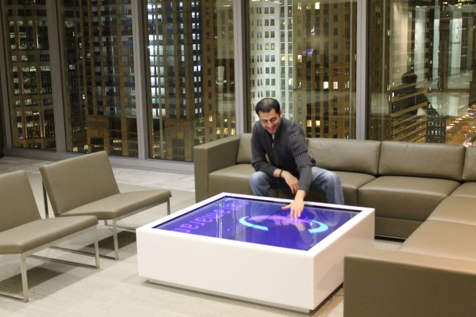 Smart glass table in a bank conference room. Source: Pinterest