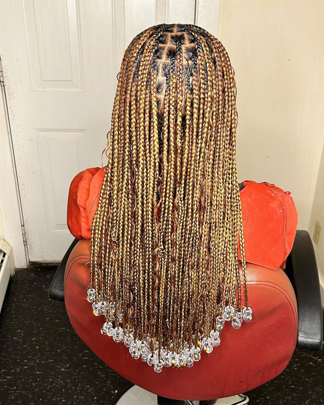 45. Gold Medium Bohemian Knotless Braids With Beads