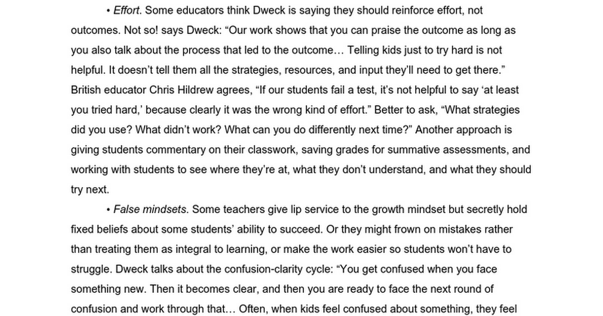 Mindset and "The Achievement Gap"