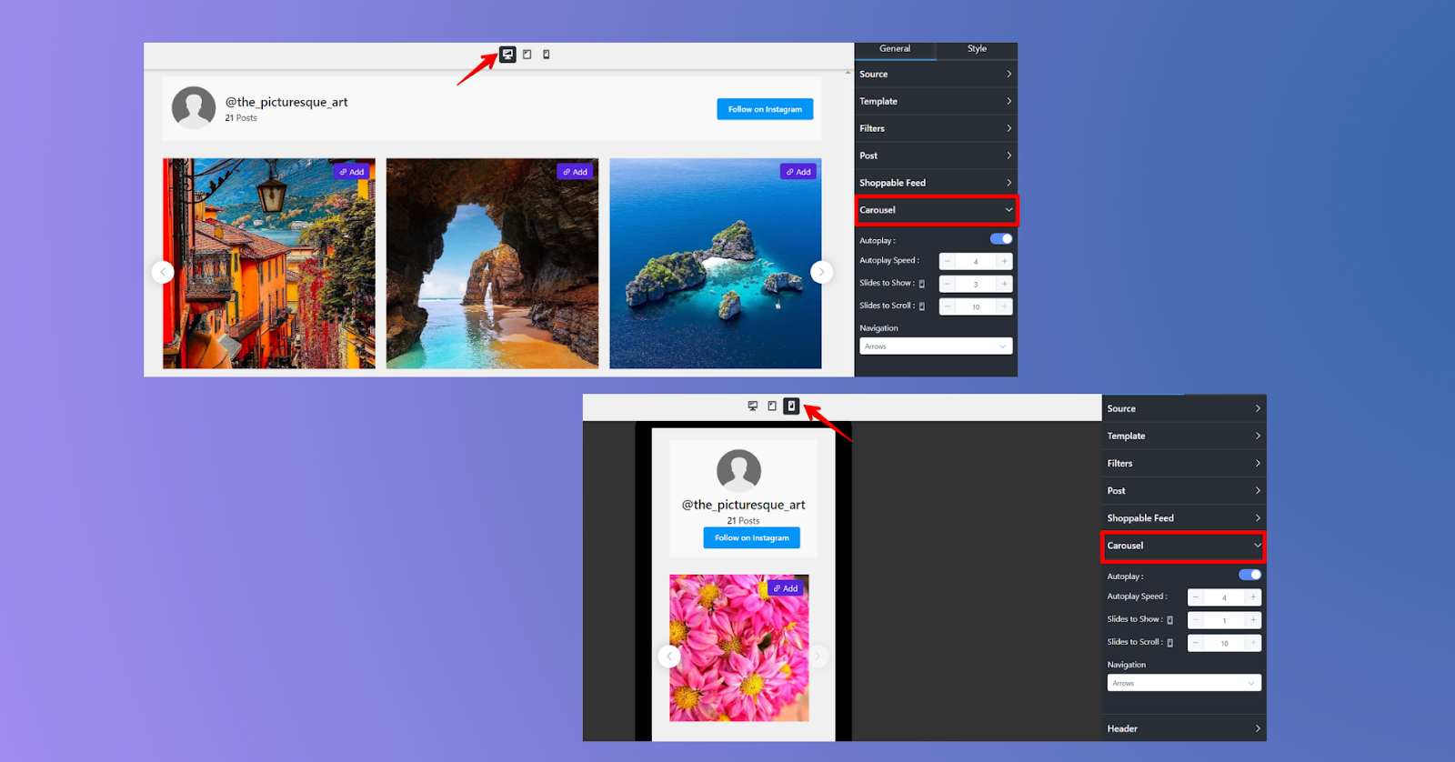 Responsiveness on desktop, tablet & mobile