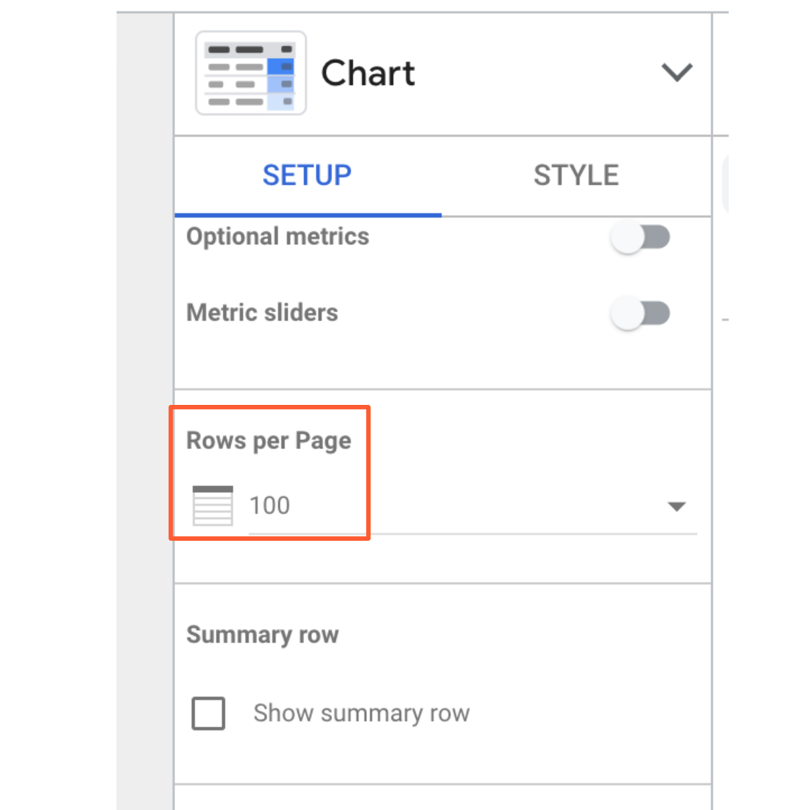 Google Looker Studio Tutorial: change rows per page