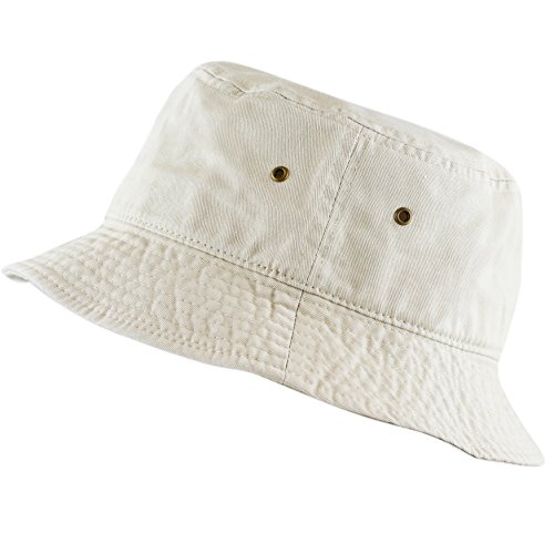 The Hat Depot 300N Unisex 100% Cotton Packable Summer Travel Bucket Hat (L/XL, Putty)