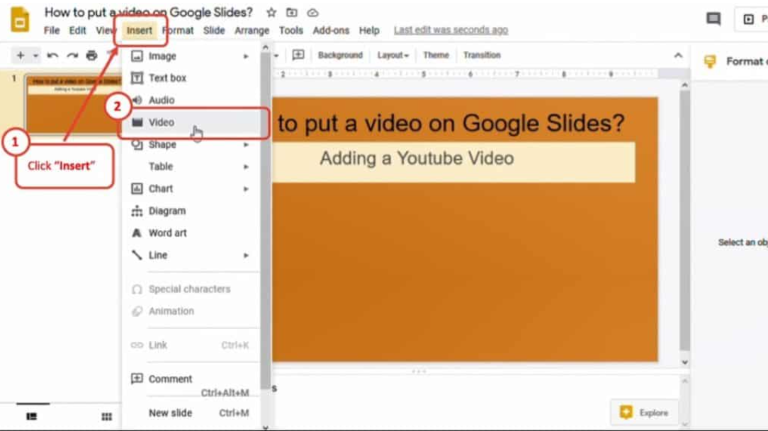 how to insert a video into google slides