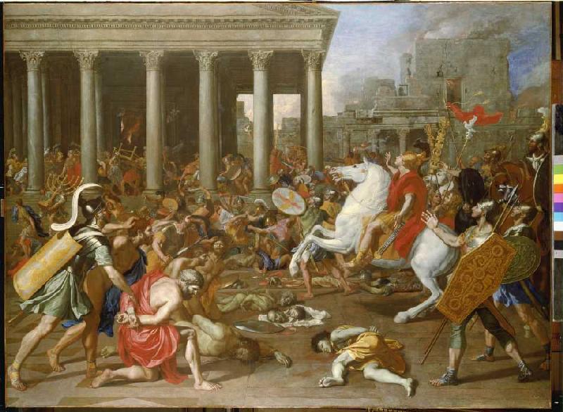 La destrucción del templo en Jerusalem - Nicolas Poussin en reproducción  impresa o copia al óleo sobre lienzo.