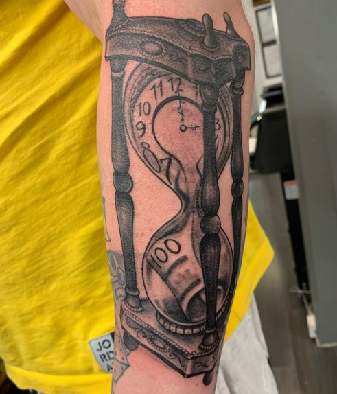 Hourglass With Money Tattoo
