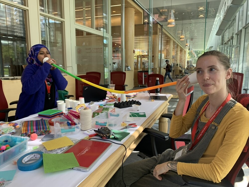 Librarians Saffana and Clara of Cambridge Public Library during Sonic Seasoning beta-testing.