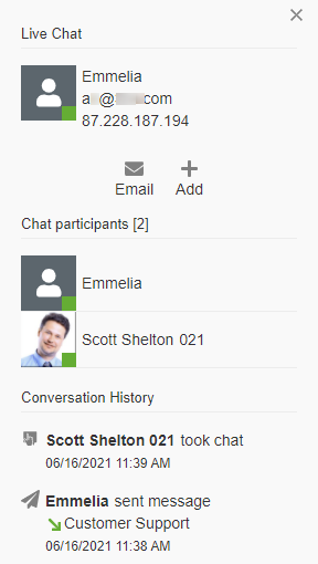 Ajouter un utilisateur du Live Chat en tant que contact