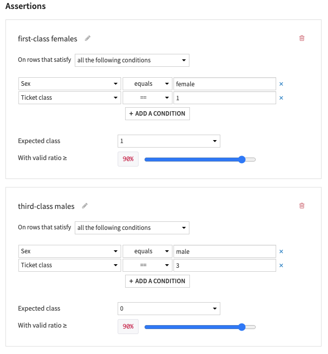 model assertions in Dataiku