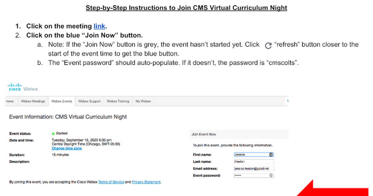Step-by-Step Instructions to Join CMS Virtual Curriculum Night
