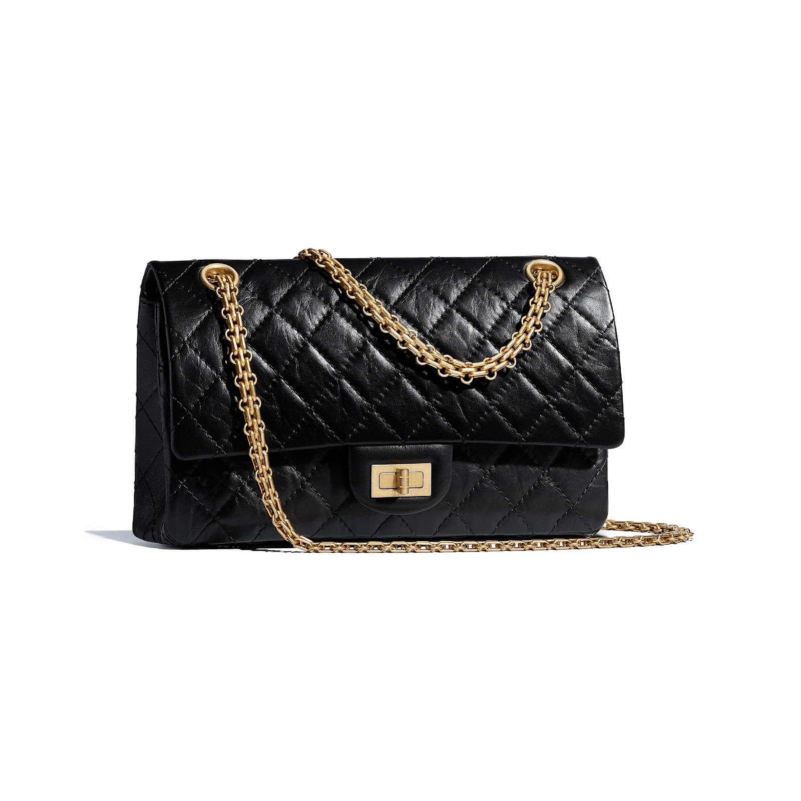 Aged Calfskin & Gold-Tone Metal Black 2.55 Handbag | CHANEL