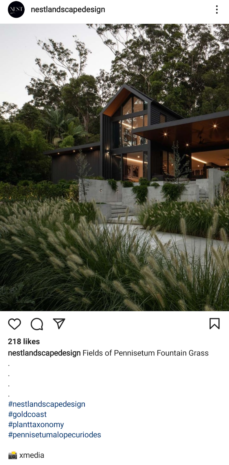 Landscape Design Firm Instagram Post Example with Hashtags