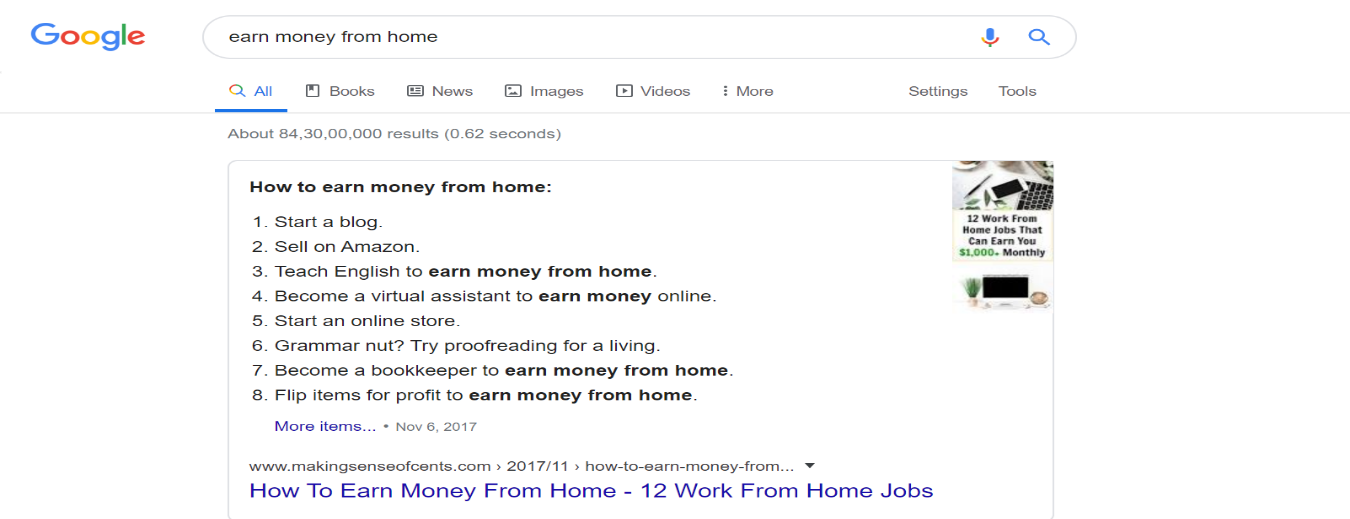 earn money from home google search result- content raj - anoop yersong