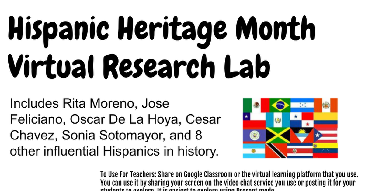 Hispanic Heritage Month Virtual Research Lab