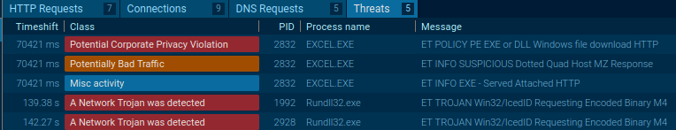 Suricata alerts from Excel document