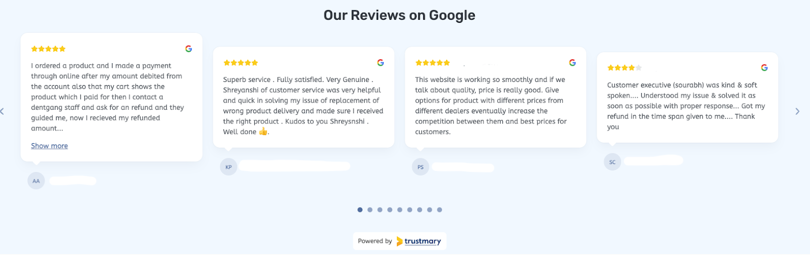 real-life example of google review widget