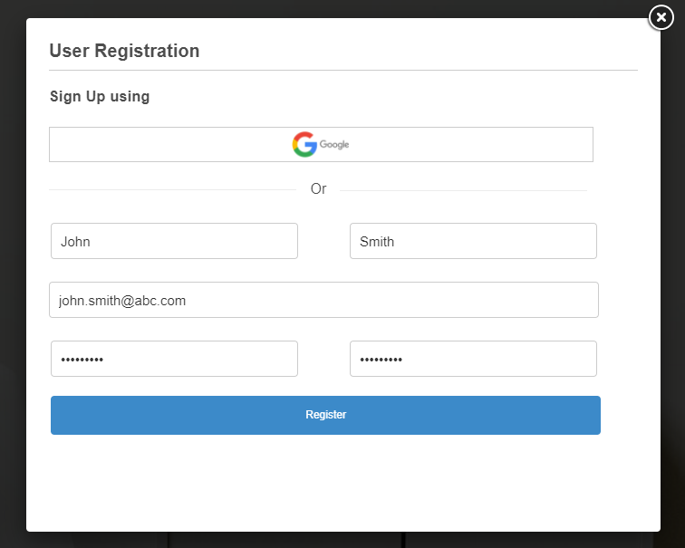 Self-registration Form Preview
