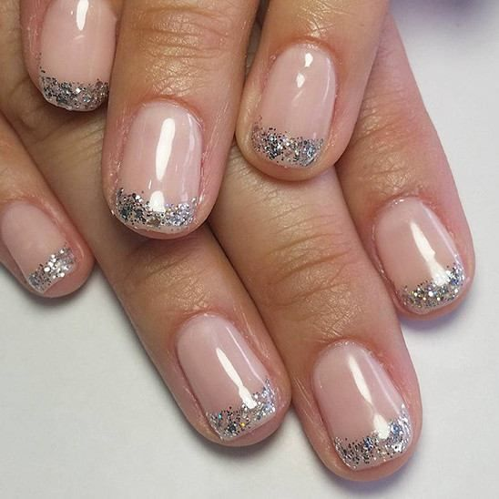 French Manicure with Glitter Accents