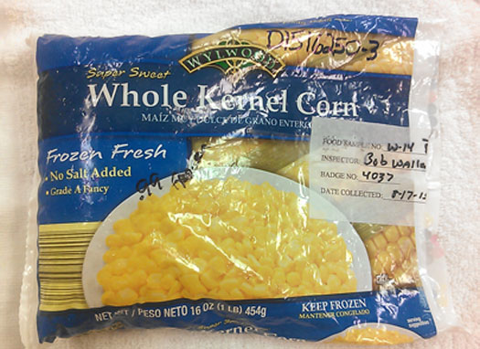 Front Label of  Wylwood Whole Kernel Corn, 16 oz. Frozen