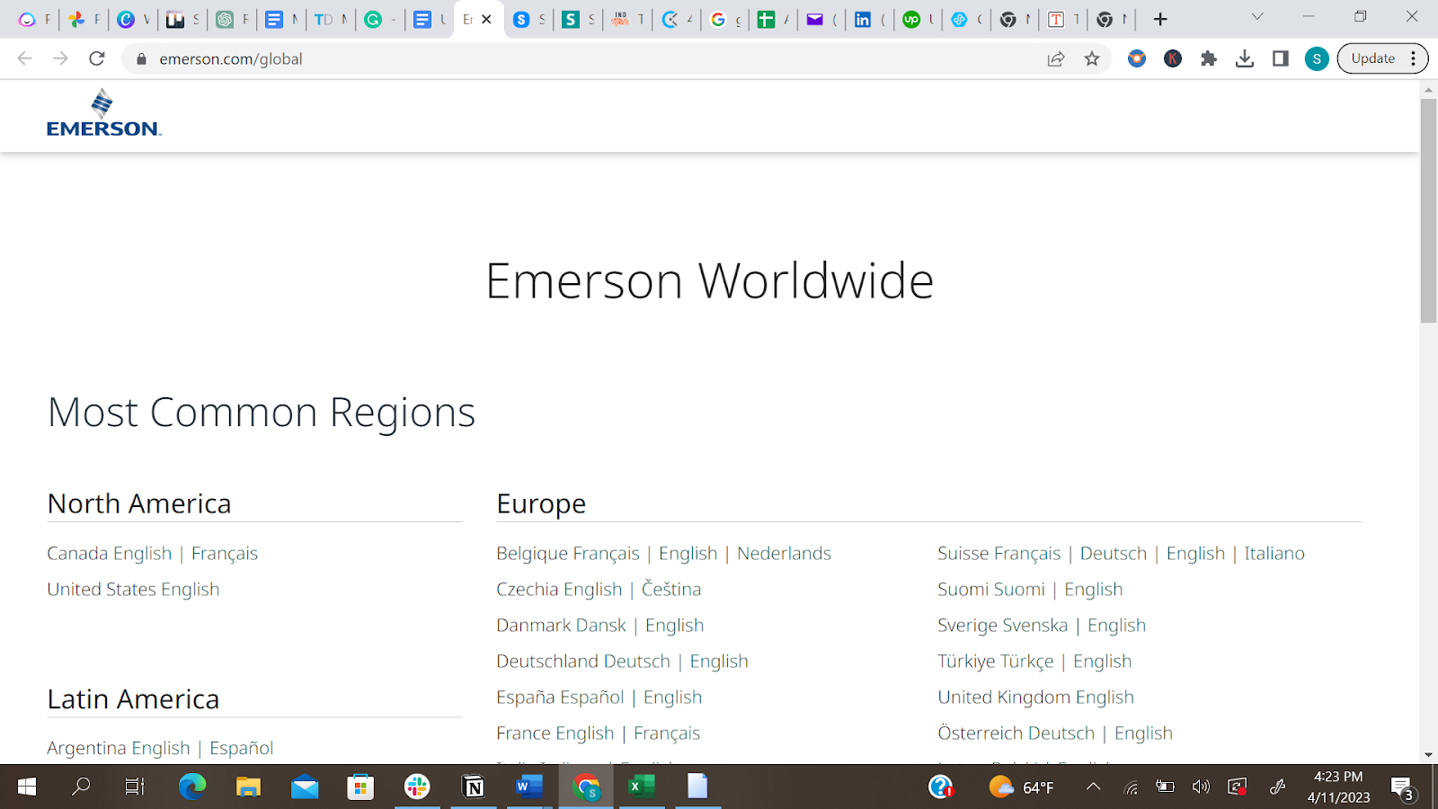 A representation of Emerson's website design