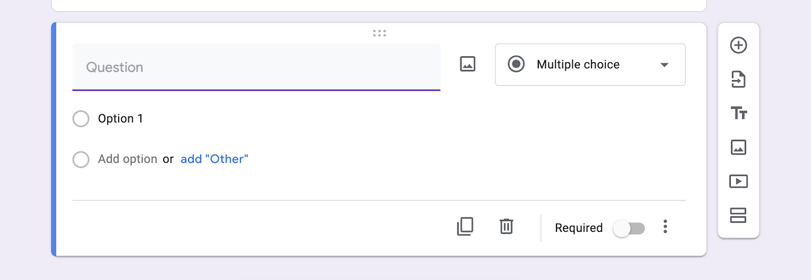 Google Forms adding options