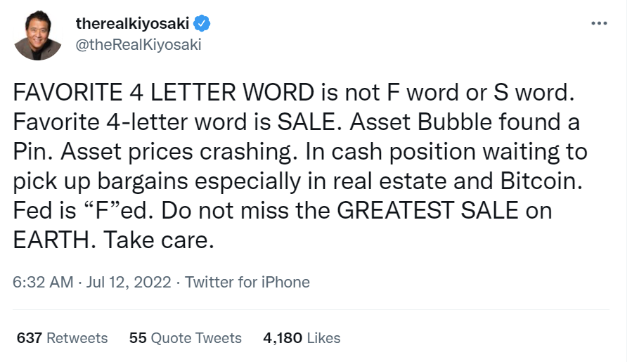 Robert Kiyosaki warns investors of “greatest sale on earth”
