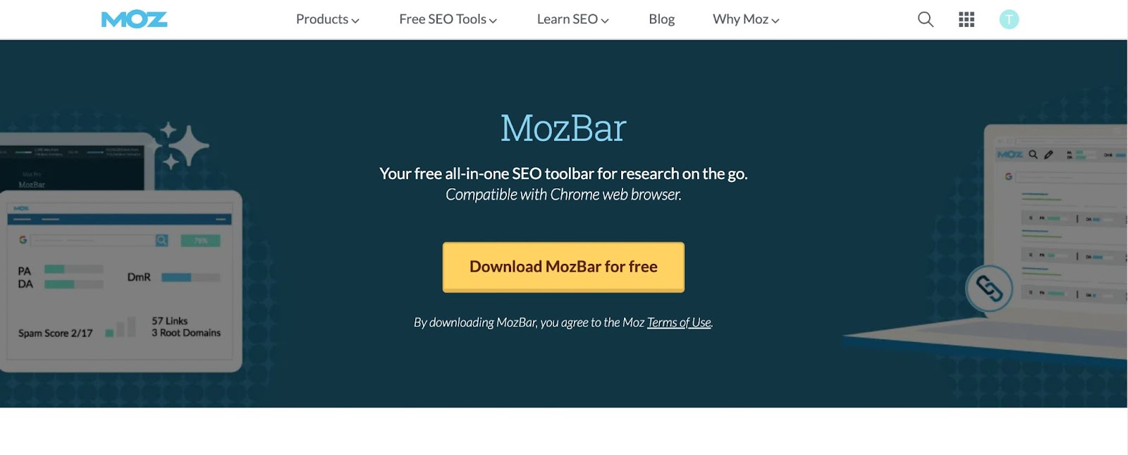 MozBar home pagina