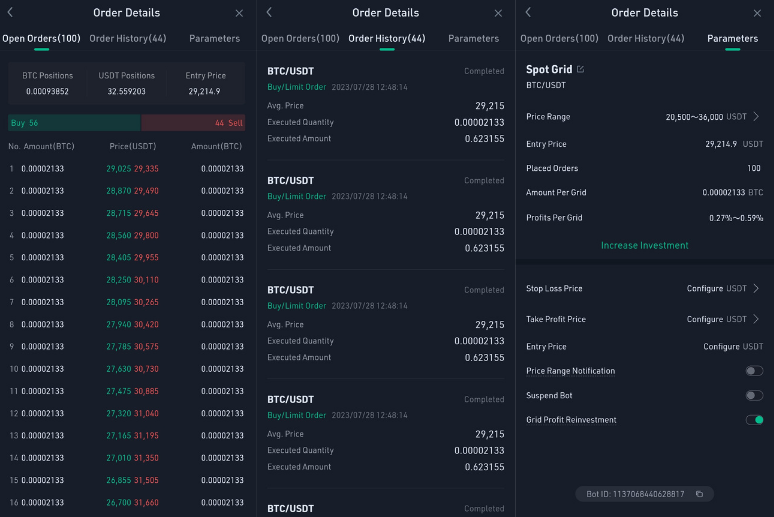 Open Grid Trading Bot Details Tab