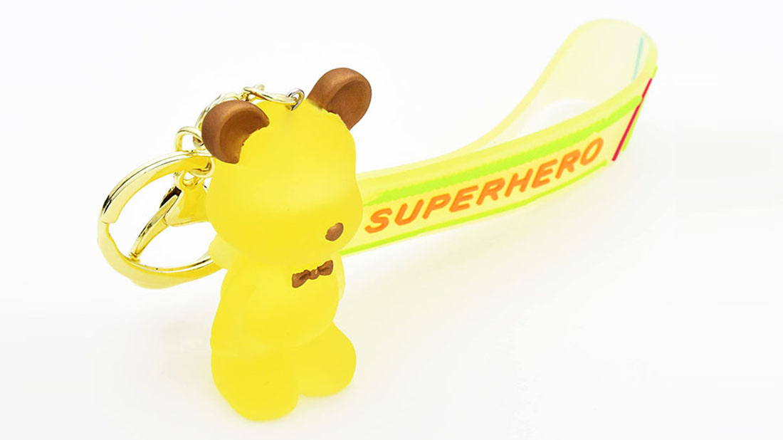 Cartoon Accessories yellow bears custom logo rubber keychains online promotional gifts