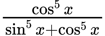 {"id":"6-0","type":"$","font":{"family":"Arial","size":10,"color":"#000000"},"code":"$\\frac{\\cos^{5}x}{\\sin ^{5}x+  \\cos^{5}x}$","ts":1602493037893,"cs":"P0/xteOKWWuB1y3KPsdi9g==","size":{"width":69,"height":24}}