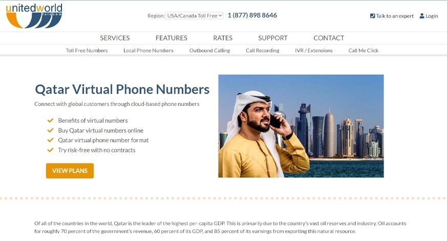 UnitedWorldTelecom Qatar Virtual number