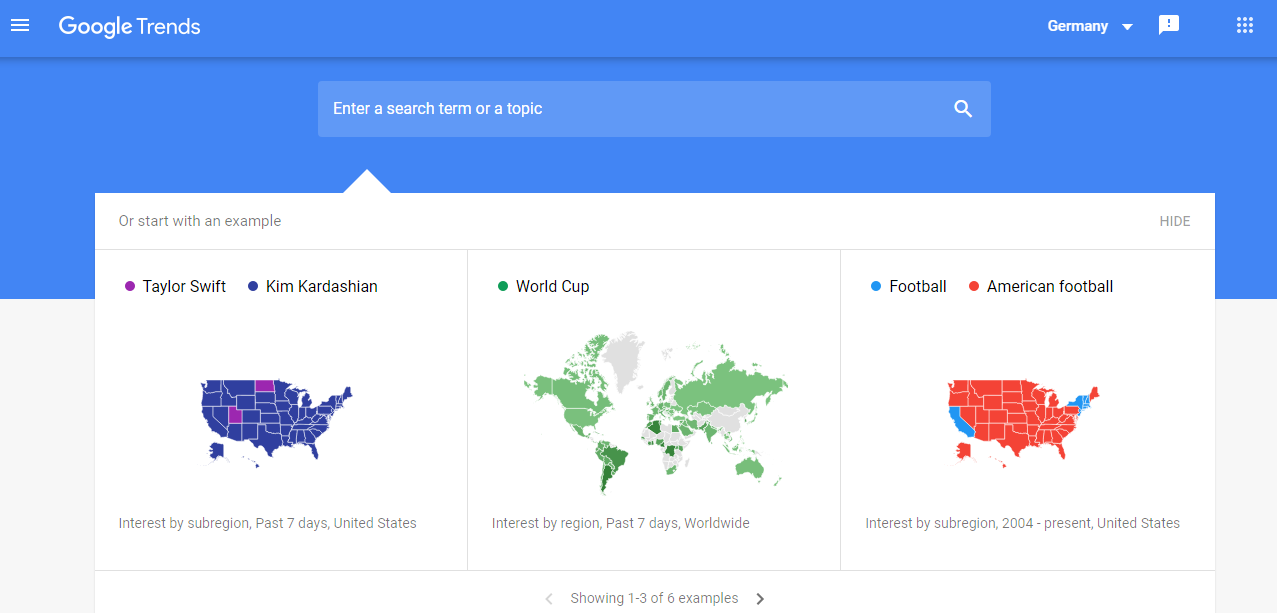 Google trends homepage