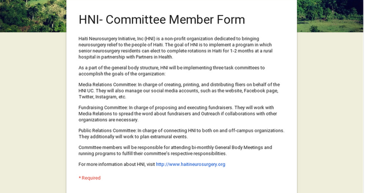 Committee Member Form