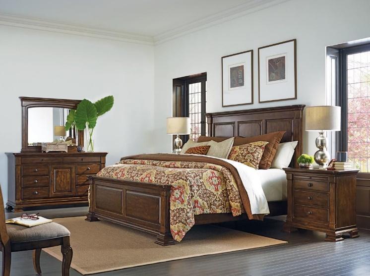 A wood bedroom set 