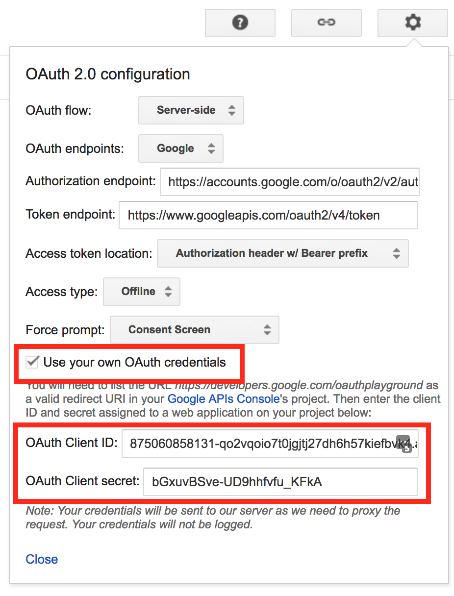 Use your own OAuth credentials
