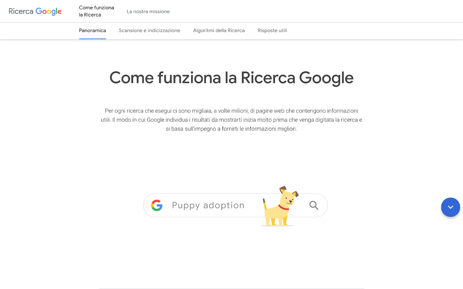 Immagine della pagina "Come funziona la Ricerca Google"