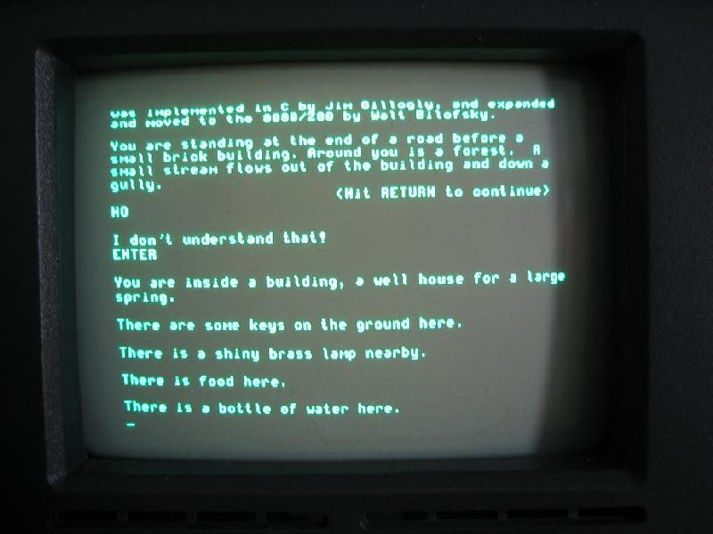 An Osborne II computer screen showing text inputs and outputs.