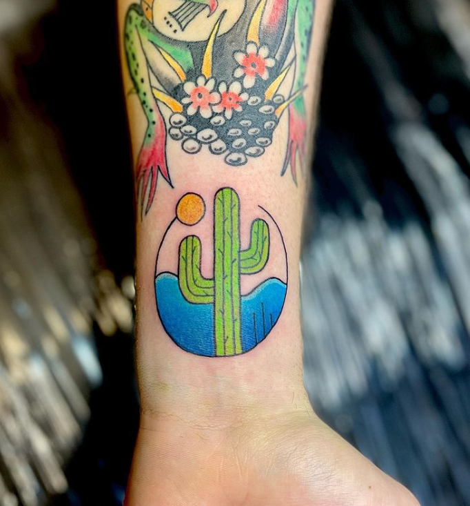 Cactus Wrist Tattoo Men Women