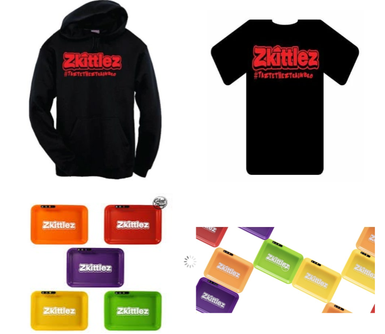 Examples of Zkittlez cannabis products from the complaint.