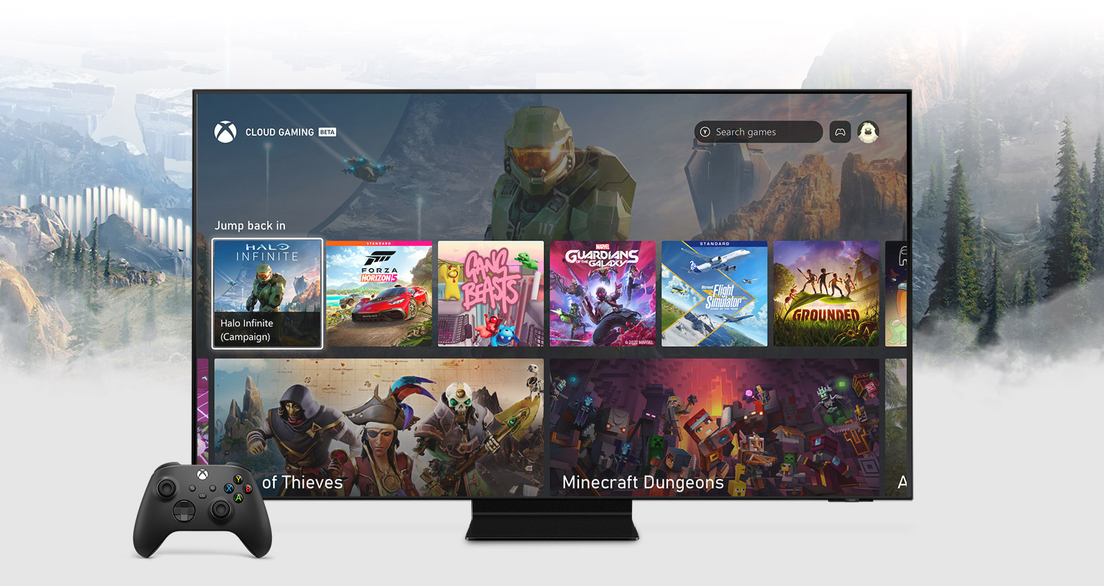 Tout le catalogue Xbox Cloud Gaming est accessible directement depuis les TV Samsung via le Gaming Hub.