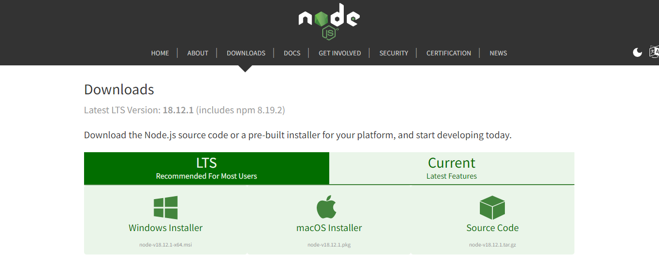 step 1 to install Typescript: Download and Install the NodeJS Framework