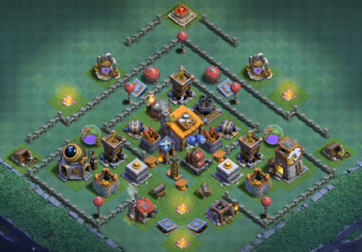 Builder Hall Base Level 6 COC Anti-Air Attack