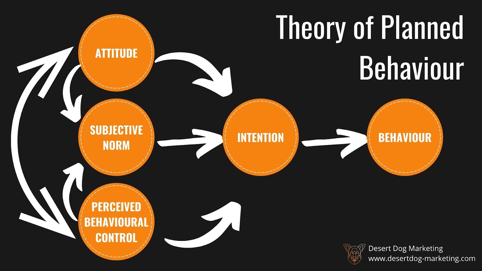 Infographic of the theory of planned behaviour.