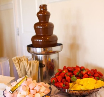 DIY chocolate fountain wedding dessert idea