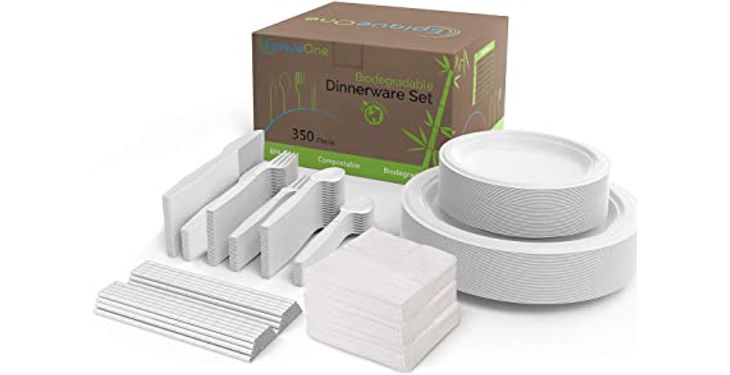 350 Pc Biodegradable Paper Plate Set