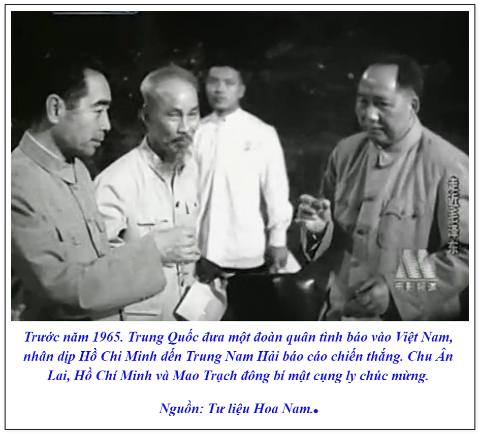 Chu Ân Lai, Hồ Chí Minh và Mao Trạch Đông bí mật cụng ly.jpg